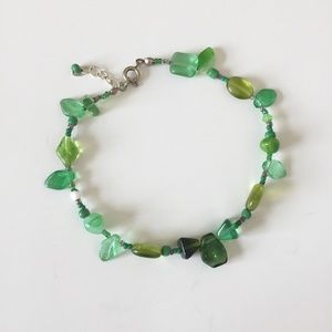 Handmade Green Glass Bead Anklet